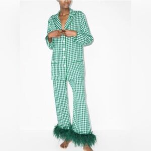 Sleeper Party gingham-check pajama set, size M
